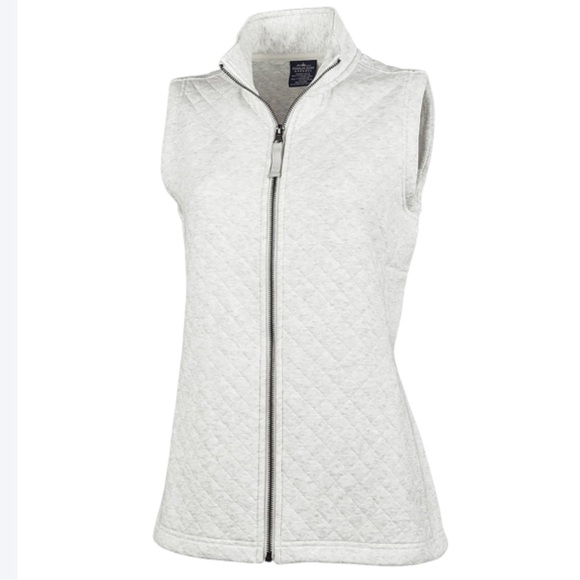 NWT Charles River Apparel Franconia Cream/Gray Quilted Vest Size Medium - Picture 4 of 14